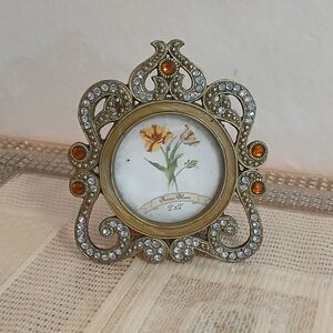 Ashleigh Manor Vintage Enameled Jeweled Photo Picture Frame